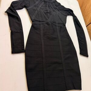 Guess Black Long Sleeve Bandage Bodycon Dress sexy